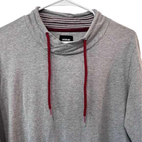 Jason Wu For Eva Air Drawstring Long Sleeve Pullover Top Gray sweater Size M - Picture 3 of 10